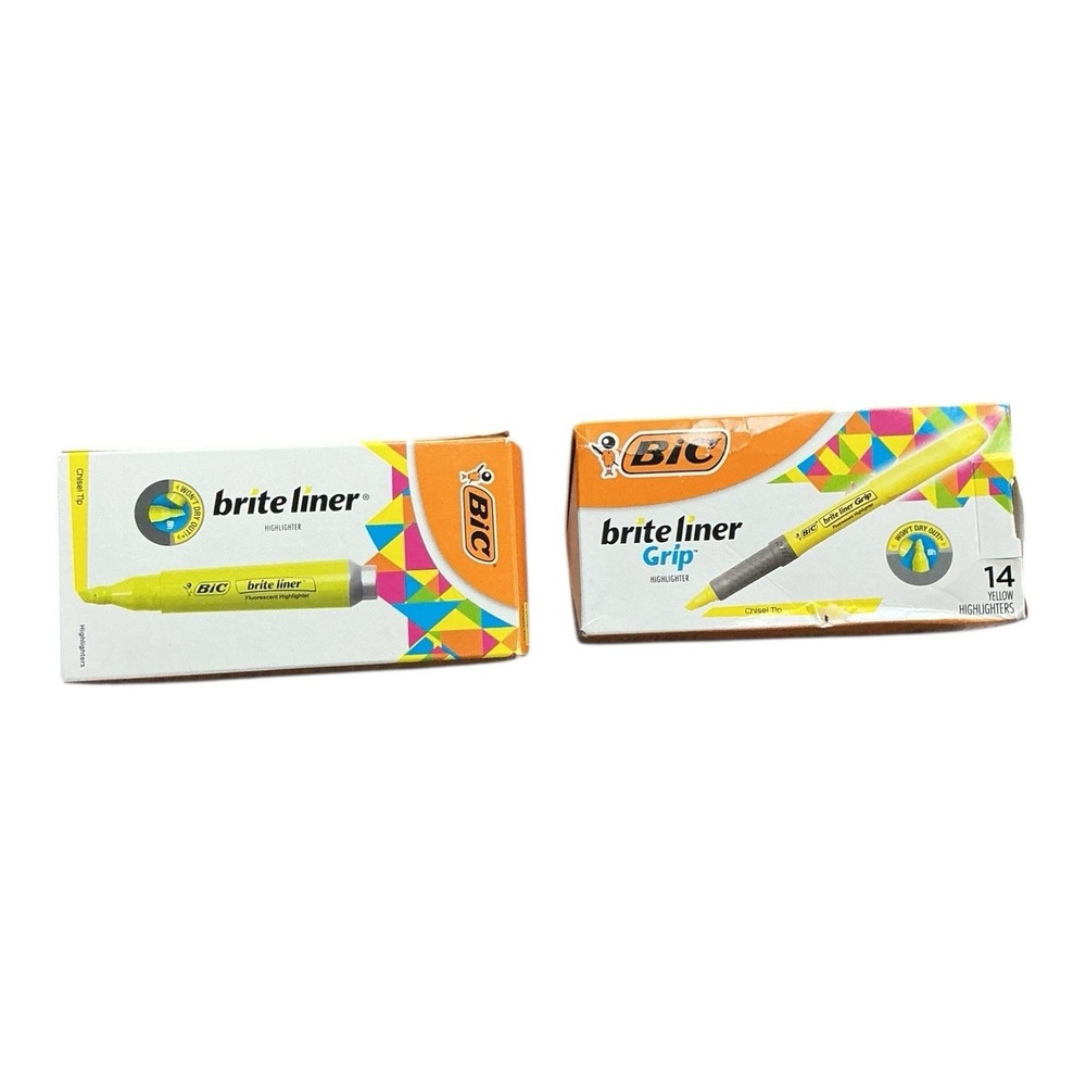 BIC Brite Liner + Grip Highlighters (24‎ Total) – Yellow Chisel Tip Combo